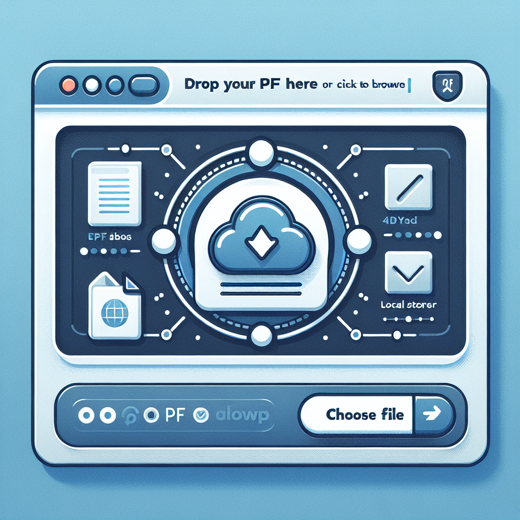 PDF upload interface showing drag-and-drop area